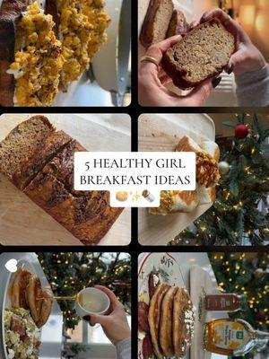 Healthy girl breakfast ideas 🥞✨🌯 here are 5 healthy and high protein breakfast ideas if you’re wanting to be more healthy in the new year 😚 all of the recipes are already up on my page!!  #breakfastideas #healthybreakfast #easybreakfast #healthyrecipes #mealideas #easybreakfastideas #highprotein 