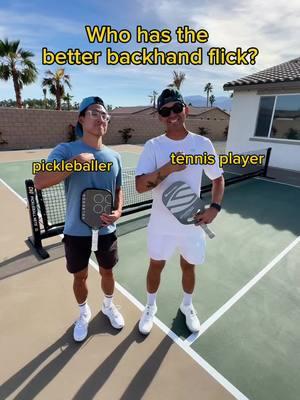 Tennis player vs pickleballer - Which one was better?(Backhand flick edition) Next one: THE SERVE 🫣 — My Paddle: Aero Metallic by @holbrookpickleball Code EDJU for 15% off Link in my bio  .  . .  . . #pickleballislife #pickleball #pickleballaddiction #edjupickleball 