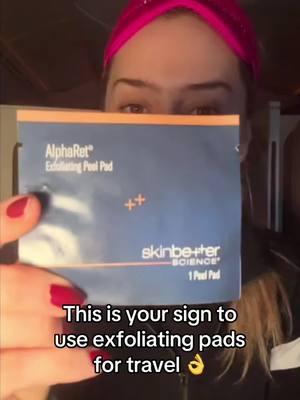 Exfoliating pads for on-the-go skincare. They come individually wrapped so instead of using it daily, I reserve them for travel. The SkinBetter Science AlphaRet Peel Pads combine Glycolic, Lactic, and Salicylic Acids with a Retinoid. #exfoliate #exfoliateyourskin #glycolicacid #lacticacid #salicylicacid #aha #bha #dermatologist #shereeneidriss  @ShereeneIdriss 