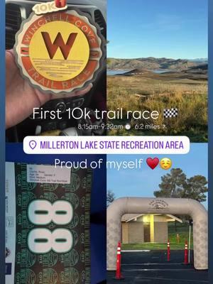 Super proud of myself for accomplishing my first achievement of the year. My first 10k trail race with little to no training prior. 3 weeks post miscarriage to date. One week bed rest.. Finished 10k (6.2 miles) in 1 hour & 17 mins 👏🏽  pretty impressed considering I went in thinking I was going to be the last one 😅  So yeah totally giving  myself my flowers for this one 🫶🏽♥️ #trailrace #10ktrailrun #trailrunner #sanjoaquinrunning #naturelover #lakemillerton #millertonlake #fresnocalifornia #accomplishments #crushinggoals #fearless #resilient #watchme 