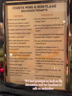 10/10 will be going back! #bookclub #bookdiscussion #bookreview #ironflame #onyxstorm #fourthwing #rebeccayarros #fictionalcharacters 