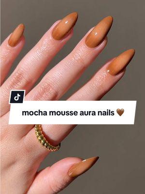 mocha mousse aura nails 🤎 products used: americano, cappuccino, & totally gelly.  #nails #nailartvideos #auranails #pantone #mochamousse #coloroftheyear #brownnails #nailtutorials #nailtrends 