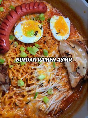 BULDAK RAMEN ASMR WITH ALL MY FAVORITE TOPPINGS ❤️‍🔥 no-talking version for y’all!  #buldak #noodlesmukbang #spicyramen #eating #notalkingmukbang #foodtiktok #slurpingasmr #foodasmr #eatingasmr #spicechallenege #potstickers #bestramen #buldaknoodles 