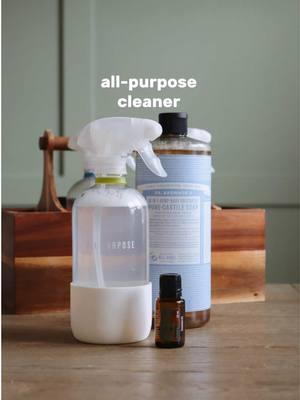 DIY All-Purpose Cleaner 🧼🌿 2 tbsp Castile soap @drbronner  10 drops eucalyptus essential oil @doTERRA  Fill the rest with water 	 Smells amazing and cuts through grime effortlessly✨ #homehacks #nontoxiccleaning #diycleaning #diycleaningproducts