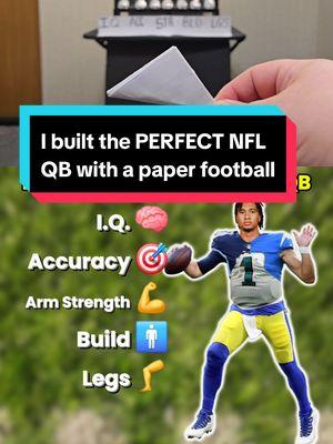 I built the perfect NFL quarterback with only a paper football...or did I? #nfl #quarterback #paperfootball #SuperBowl #NFLPlayoffs #nfldraft #nflfootball #paperfootballguy #aaronrodgers #raiders #jaydendaniels #chargers #justinherbert #steelers #jets #russellwilson 