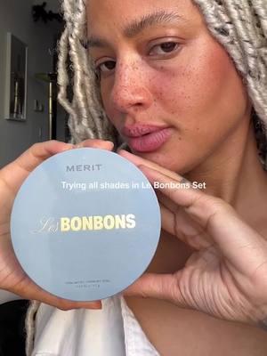 @charitylikesbeards wears the limited edition Les Bonbons Set on cheeks and lips. Lusitano — soft peach Le Bonbon — bright pink Postmodern — deep pink brown Archival — cool mauve ⠀⠀⠀⠀⠀⠀⠀⠀⠀ Available while supplies last only at meritbeauty.com. #meritbeauty #tryon #flushbalm #blush #lesbonbons