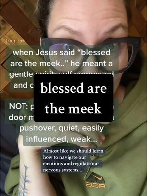 Meekness, in the way I was taught, always kept me in check. Small. Weak. Quiet. Passive. Inauthentic. People pleasing. Peacekeeping. Insecure. Timid. And more. Meekness embodies kindness, gentleness, confidence, emotional intelligence, strength, peacemaking, authenticity, empowered…and more. #mindfulness #exvangelical #deconstruction #healingreligioustrauma #religiousharm #jesus  