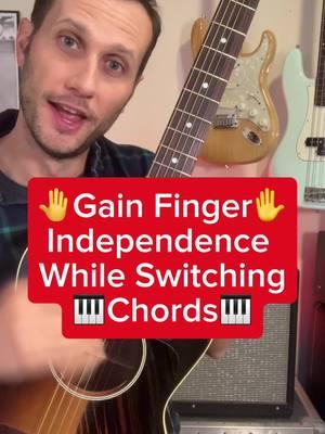 Here’s a great way to start moving certain fingers while other fingers are anchored. This is great if you’re interested in starting to get into chord/melody or embellishments. If you like what you see, feel free to click on my bio link and subscribe to my mailing list by getting a free digital book ”The Scales Behind the Licks”.  The book shows how blues licks are related to scales. 📘🎸 You can also check out my new “Breaking Down The Blues” course or join my guitar community in the link.  This gives you access to the course and much more.🎸🎸 #guitarlesson #guitarchords #easyguitar #funguitar #guitartok