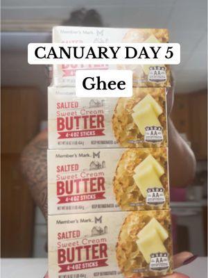 CANUARY DAY 5 - ghee (clarified butter). Ghee has a nutty flavor and a very high smoke point! ALMOST all lactose and casein is boiled out so it’s a great option for those with lactose intolerance! #ghee #homestead #canningandpreserving #selfsufficient #urbanhomestead #selfsufficiency #foodstorage #canning #canuary #baking 