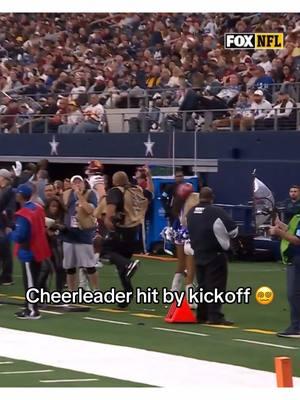 She caught a mean stray 😭 (via @NFL) #nfl #kickoff #fail #cheerleader #ouch 