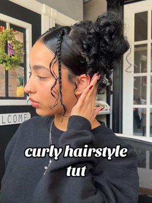 she is in fact short hair friendly 🤭 ib: @mariana 💓 also don’t mind the dog hair LOL black + a dog that sheds don’t go well together 😂 #curlyhair #curlyhairtutorial #curlyhairstyles #shorthair #shorthairhacks #updo #shortcurlyhair #curlyhairroutine #bob #hairstyleideas #shorthairstyles #fyp #spacebuns 