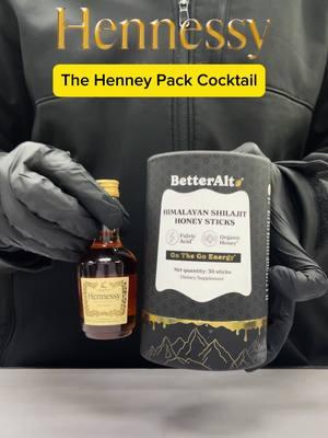 The Hennessy x Shilajit Henney Pack Cocktail! #fyp #foryou #alcohol #weekend #liquor #vodka #beer #hennessy #hennessydrinks #hennessylover #shilajit #shilajitbenefits #shilajitresin #henney #honeypack #henneypack #honeybee #himilayan 