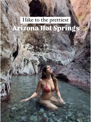 What you should know before you go👇🏼  HIKE DETAILS  📍 Arizona (Ringbolt) Hot Springs  🚙 Located 45 minutes from Las Vegas along the Arizona - Nevada Border 🥾 6 Mile Loop Hiking Trail  📈 Elevation Gain of 1,220 ft 🚨 I can’t recommend enough going right at the trail fork (doing the loop counterclockwise). This way you’ll be hiking downhill for the steepest gravel and you’ll also see the most dramatic canyon views in the mid day light to light up the canyon walls.  ⏱️ If you are short on time or want to make the hike as short as possible take a left at the fork and go directly to the hot springs and then turn back and hike out the way you came in. This will make the hike ~1 mile shorter.  WHAT TO BRING  🥤Bring PLENTY of water, especially if you’re going in the spring, summer, or fall. This is a long hike and the Arizona sun can be brutal and when soaking in hot water it can dehydrate you even quicker.  👕 Clothing is optional so be sure you’re comfortable with people being without clothing if you decide to visit.  👟 Water shoes are recommended, especially if you’re doing the entire loop since you have to walk through some running water between the river and accessing the hot springs. THINGS TO NOTE  ♻️ ALWAYS LEAVE NO TRACE. Pack out your trash, respect other visitors, stay on trail, and pick up any trash you see to keep it clean.  🏊‍♀️ Don’t let any water enter your nose because Naegleria Fowleri (an amoeba common to thermal pools) may be present in the water and can lead you to get very ill.  🌡️There are 5 pools all of varying temperatures. The pool most upstream is the hottest and the water cools as it travels down through the canyon.  👙 Wearing the Maria top and bottom in the Tropical Night print from Bright Swimwear   #arizonahotsprings #Nevada #arizona #lasvegas 