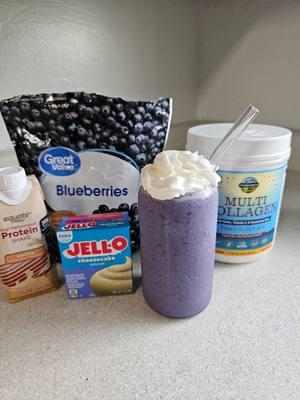 -1 cup of frozen blueberries  -2 TBS of Zero Sugar Cheesecake pudding mix -1 Vanilla Protien shake  **Optional;  Add your favorite supplements as needed.  this is the first  week of my weight loss journey. I'm coming as humble as I can because my weight has become out of control from High Cortisol due to depression.. But I'm here taking the necessary steps needed to gain bacj control over my life.  I hope you enjoy this high protein recipe I found here on tok tok.  #blueberrycheesecakesmoothie #smoothieideas #fyp #healthytok  #weightlossmeals #healthysmoothie 