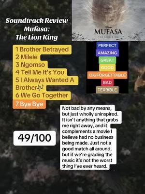 Mufasa Soundtrack #mufasa #mufasathelionking #thelionking #2024 #soundtrack #2025 #newmusic #soundtrackreview #albumreview #albumranking #songranking #fyp #foryou #xyzbca 