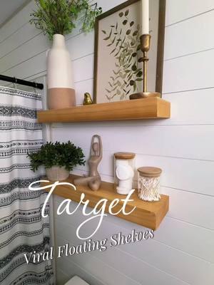 #creatorsearchinsights Viral Target 28” Floating Shelves… Perfect for over the toilet in Bathroom!! #targethaul #floatingshelves #naturalwoodgrain #bathroomremodel #upgradebathroom #homedecorideas #targetfloatingshelves #ttslevelup 