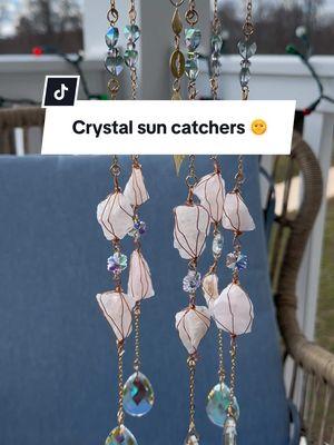 Crystal sun catcher’s, available in different colors/crystals 🔮✨🌞 - #suncatcher #crystals #crystaltok #crystalshop #amythest #rosequartz #adventurine #tarot #witchtok #healing #manifest 