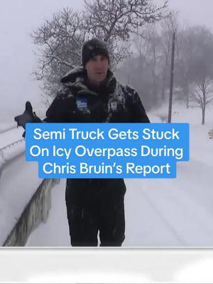 Meteorologist Chris Bruin was on the scene as a semi truck lost control on an icy overpass during live coverage in Cincinnati. #weather #weatherchannel #winterstorm #alert #dangerous #cincinnati #ohio #wx #weathertok #meteorologist #snow #ice #snowstorm #snow #fyp #foryou #news