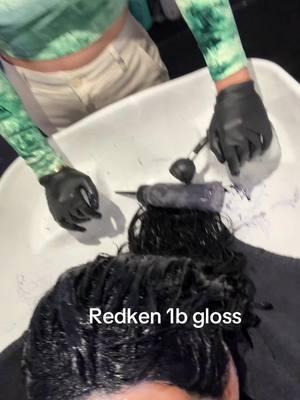 @Redken 1b Gloss for the darkest BLUE BLACK hair!! Adds so much shine✨✨  #jetblackhair #blueblack #hairgloss 