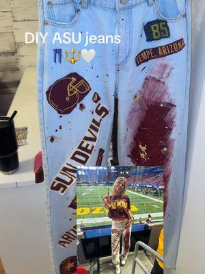 Peach bowl… forks up still 🍑🍑🍑🔱🔱the jeans I got so many compliments!!! Totally worth it ! #collegegirl #asu #peachbowl #arizonastate #sundevils #playoffs #CollegeFootball #DIY #diyjeans #footballgirl 