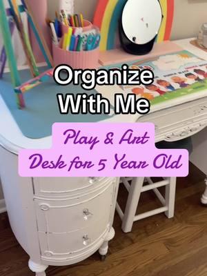 Organized my 5 year old daughters desk in her room into a functional play and art space for her! All of her favorite things in one place🎨🩷#CleanTok #kidsorganization #kidsroomideas #deskorganization #organizationforkids #organizingtiktok @tonies US @target #dollartree #creatorsearchinsights 