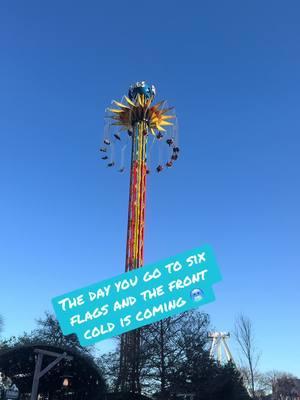 The day you go to six flags and the front cold is coming 🥶 #sixflagsfiestatexas #texascoldfront #texascoldfront2025 