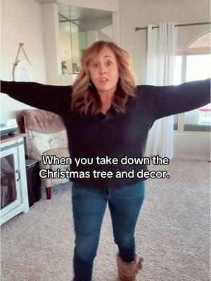 So much space to do a lot now that Christmas decorations are put away. #relatable #momtok #christmasdecorations #mamasoftiktok #christmasisover #theolderiget 