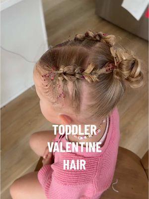 HEART HAIR 🩷 valentines hair for your Galentines!🥹🎀 the pink hair glitter is  the best part😆 make any style valentines style with that🤣 #mom #momlife #girlmom #hairstyles #kidhairstyles #kidhair #hairtutorial #toddlerhair #craftymom #hairglittler #galentines #hair #funmom