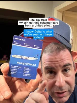 Life Tip 931: My son got this Boeing 737 Max 8 collector card from a @United Airlines pilot. #united #tradingcards #airplane #delta #737max #collector 