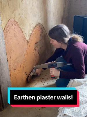 Finsihing our Earth plaster walls! Used brown PA mountain clay and some red NC clay we collected while visiting Silvan’s family 🙂 #naturalbuilding #wildclay #cobhouse 