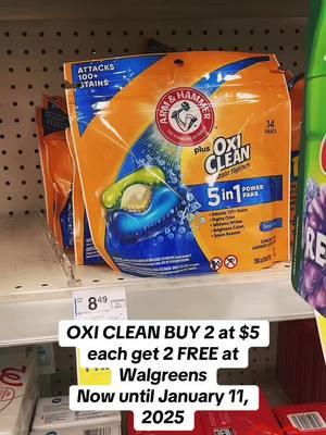 OXI CLEAN BUY 2 at $5 each get 2 FREE at Walgreens  Now until January 11, 2025 🧼 #Walgreens#sale#deals#run#shopping#couponing#family #laundry#stockup#washer#dryer#washdayroutine#Walgreens#saleoftheweek#stockpile  #Like#share#follow#deals 