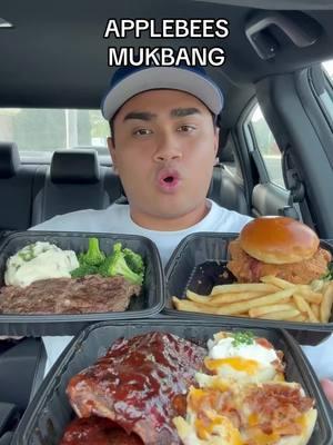 Applebee’s Mukbang! #fyp #foryou #fastfood #applebees #ribs #steak #mashedpotatoes #macandcheese #chicken #sandwich #tastetest #mukbang #review 