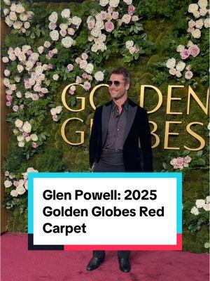 A dapper #GlenPowell touches down at the 2025 #GoldenGlobes.  #topgun #topgunmaverick #hitman #twisters #anyonebutyou #redcarpet 