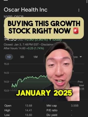 I am buying this stock fast right now 👇 OSCR stock is Oscar Health, a growth company that I am excited about buying in January 2025. High revenue growth, first profitable year for the company, insiders buying the stock too!  Thoughts? 💭 #stocks #investing #stockmarket #stockstobuy 