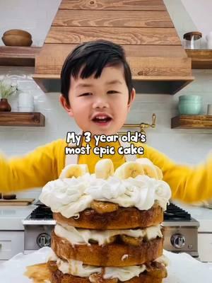 Flashback to when Dash was 3 and made this epic Bananas Fosters cake from scratch down to the banana cake, cinnamon topping and fresh whipped and cream cheese frosting! 🍌 Now that he can talk 😆 we added a fresh VO. Enjoy! 😋 We followed @livforcake delicious cake recipe go to her website for the recipe! #DashBakesTheGreats  #bananafosters #bananafosterscake #bananafostersrecipe #kidsbaking #kidchef #kidschef #kidsbaker #kidsbaking #cakerecipe