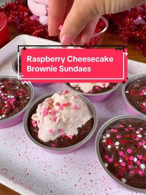 Raspberry Cheesecake Brownie Sundaes for Valentine’s Day 💕 throwback from a couple years ago! Super easy and I’m always a sucker for a brownie sundae. I’ve made a lot of raspberry desserts recently. I really think raspberry and white or dark chocolate is not as popular as it should be! Personal taste I guess, but these brownies sundaes were a mix of everything that I love 😍 #brownies #browniesundae #raspberry #icecream #valentinesdessert #sweettooth #cheesecake #baking #funfetti 