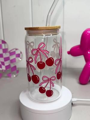 New year, new cup 🤪🍒 Design #342 on our site ✨ #glasscupswithstraw #cherrycup #shopsmallbiz #coquette #coquetteaesthetic #viraltiktok #xyzbca 