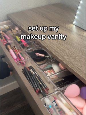 Set up my makeup vanity with me this overall came out to $135 and I am so happy with the end result 😌🩷 #makeupvanity #makeupvanityideas #vanity #diymakeup #diyvanity #makeupdesk #diymakeupdesk #makeupvanityideas #makeupvanityorganization #makeuporganization #fyp 