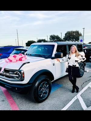 Best 40th Birthday gift ever!! So glad I wore my pretty bow shirt for my surprise 🎀 #cuteshirt #fashion #bows #newcar #birthday #texascheck #bronco #fyp 