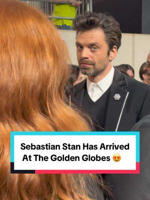 JUMP SCARE 😍 #SebastainStan #GoldenGlobes 