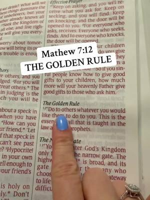 Do you live by the GOLDEN rule? If you wouldn’t want to be bullied or treated ugly then do not do it to others. ALWAYS be kind! 🙏🏼🩷 #thegoldenrule #fyp #bibletok #bookofmathew #mathew #biblestudy #BookTok #foryoupage #viral 