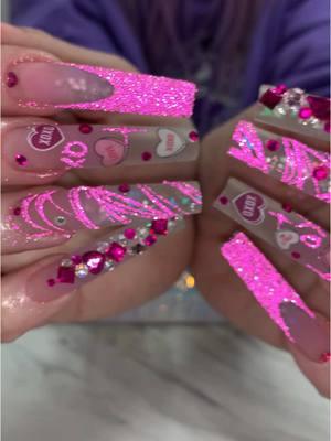 #valentines Pink set💕✨ #riyaproducts used : Clear Spider gel , Reflective Loose glitter #barbiepink  💕 Nail sticker #heart  💕 Rubber base coat  💎 Fuchsia Crystal Mix  🛍️𝗦𝗵𝗼𝗽 𝗡𝗼𝘄 𝗥𝗶𝘆𝗮𝘀𝗡𝗮𝗶𝗹𝘀.𝗰𝗼𝗺 . . #nailpro #fashion #nails #nail#nft #makeuptutorial #nailsofinstagram #fyp#reels#valentinesnails #nailmegazine #wakeupandmakeup #cle #cleveland