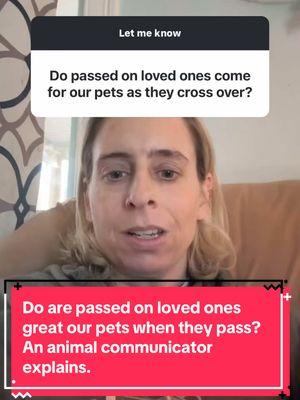 Do are passed on loved ones great our pets when they pass? An animal communicator explains. #animalcommunication #animalcommunicator #petpsychic #petpsychicreading #petcommunicator #petcommunication #animalpsychic #petmedium #caninecommunication #felinecommunication #talktoanimals