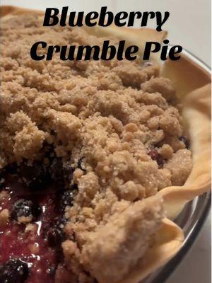 Preheat over to 350° Crumble: 1 cup granulated sugar 1 cup all-pupose flour 2 tsp ground cinnamon 1/2 tsp kosher salt 6 tbs unsalted butter, melted Pie: 6 cups fresh blueberries ( I only had 4 cups of blueberries so I’m substituted with two cups of frozen berries. DO NOT do this. It will make your pie very soupy lol) 1 cup sugar 2 tbs cornstarch 1/2 tsp nutmeg 1 tbs fresh lemon juice 1 tsp lemon zest 1/4 tsp salt #baketok #homemade #blueberrypie #baking #Recipe #recipes #crumble #fyp 