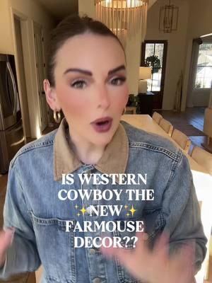 Is Western Cowboy the new Farmhouse interior design? 🤠 Let's discuss! This trend is all about: 1️⃣ Darker earth tones for a warm, grounded color palette 🌾 2️⃣ Rugged accents like reclaimed wood and darker stone details 🪵 3️⃣ Western touches with wall art and statement lighting ✨ Would you try this style, or are you sticking with classic farmhouse vibes? Drop your thoughts below! ⬇️ #WesternCowboyDecor #InteriorDesignTrends #westerndecor #modernwestern #westerninteriors #farmhousedecor #interiordesignideas #farmhouse #interiordesigner #homedecor 