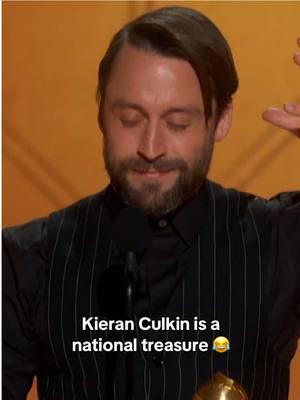 Kieran Culkin keeps it real as he accepts the award for #BestSupportingActorMotionPicture 👏👏 #GoldenGlobes #CBS #Awards #AwardsShow #KieranCulkin #ARealPain 