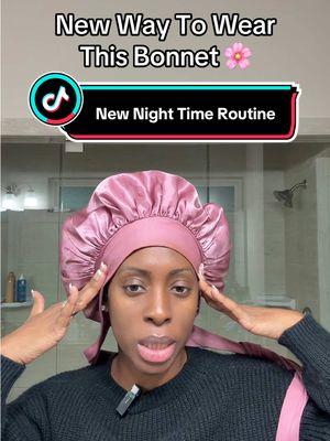 Replying to @👽 here is an alternative way to wear your bonnet at night without having the knot in the front. I hope this helps you sis. #bonnet #howtowearabonnet #bonnets #bonnetchronicles #hairtok #nightimeroutine #haircare 