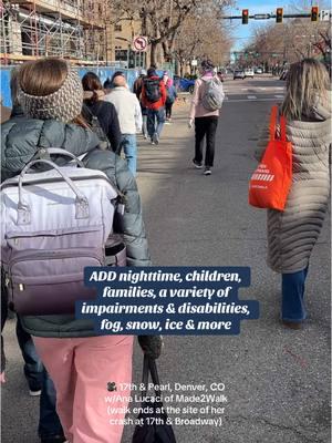 Pedestrian mobility 👩🏿‍🦽👩🏽‍🦼🧑🏾‍🦯🚶‍♀️🚏 is legitimate transportation and is deserving of just as much (if not more!) funding, planning staff, engineering focus (+) as car transportation. It should not be up to the whims of private development. Grateful for Ana Lucaci of @Made2Walk Info for her story, friendship & good work. State active transportation staff, regional greenway staff, public health professionals, local advocates & more were present for the walk. #PedestrianDignity #MobilityJustice #Walkability #PedestrianSafety #Denver #UrbanPlanning #PublicHealth #ClimateAction 