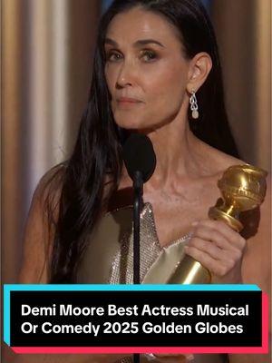 Demi Moore accepting the award for Best Actress in a Motion Picture - Musical or Comedy for #TheSubstance at the 2025 #GoldenGlobes. #awardseason #movietok #filmtok #goldenglobes #goldenglobes2025 #demimoore