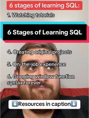 Tutorials: Alex the Analyst and Luke Barousse on YouTube Course: Analyst Builder (code ELIJAH25) Practice problems: Analyst Builder, Hacker Rank, Data Lemur Guided Projects: YouTube, Analyst Builder Original projects: download data from Kaggle, Tableau Public, and Google DataSet Search Save for later! Follow for more! #dataanalystjob #dataanalysis #dataanalytics #dataanalyst #sql #learnsqlontiktok #learnsql #breakintotech 